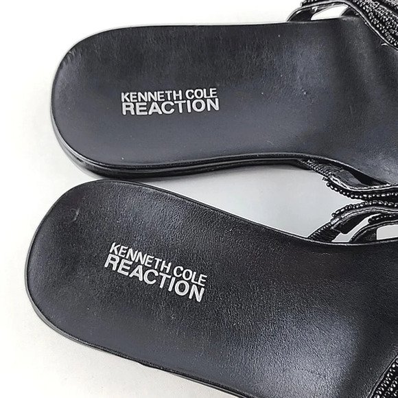 Kenneth Cole Reaction Women's Black  Glam Slam Flat Sandals Beaded Thong Size 8 - Picture 6 of 11